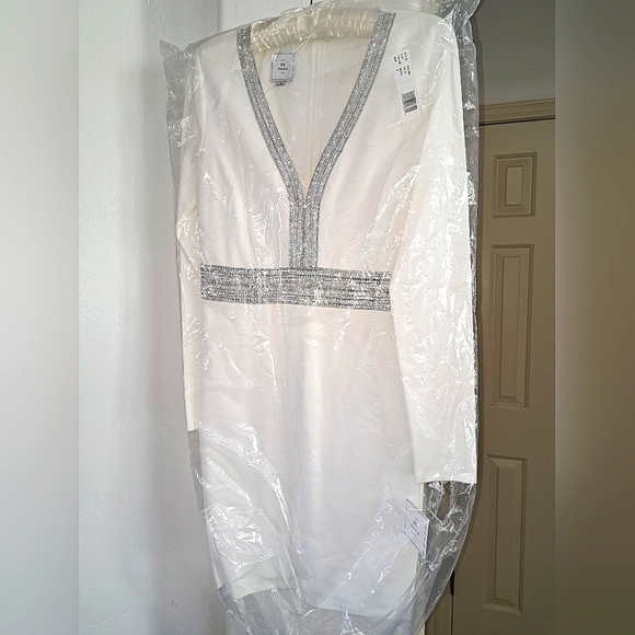 DB Studio Embellished Waist Dress White & Silver Size 8 - Picture 5 of 7